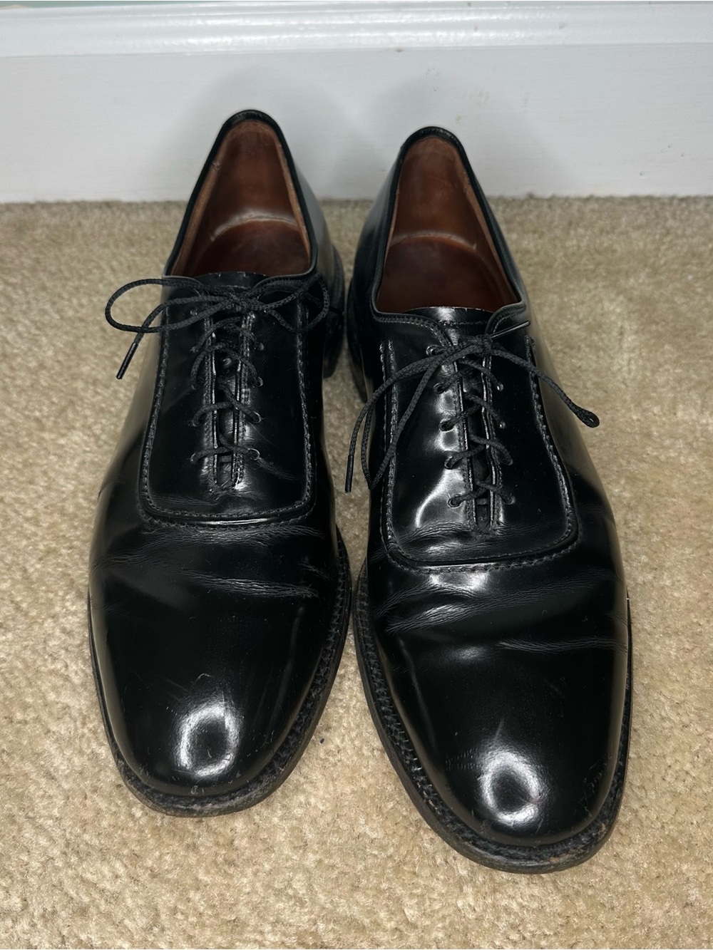 Allen Edmonds Vintage Belgium Black Leather Oxfords 9B USA